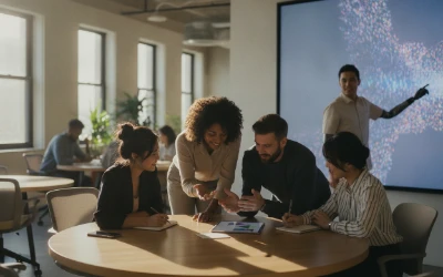 Diverse coworkers collaborating in an inclusive workplace